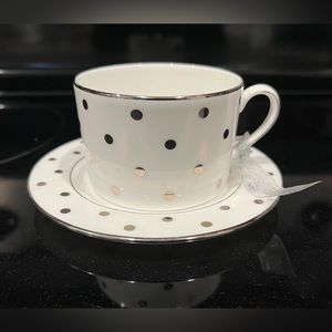 Kate Spade New York Larabee Road Platinum Lenox China Tea Cup and Saucer Set
